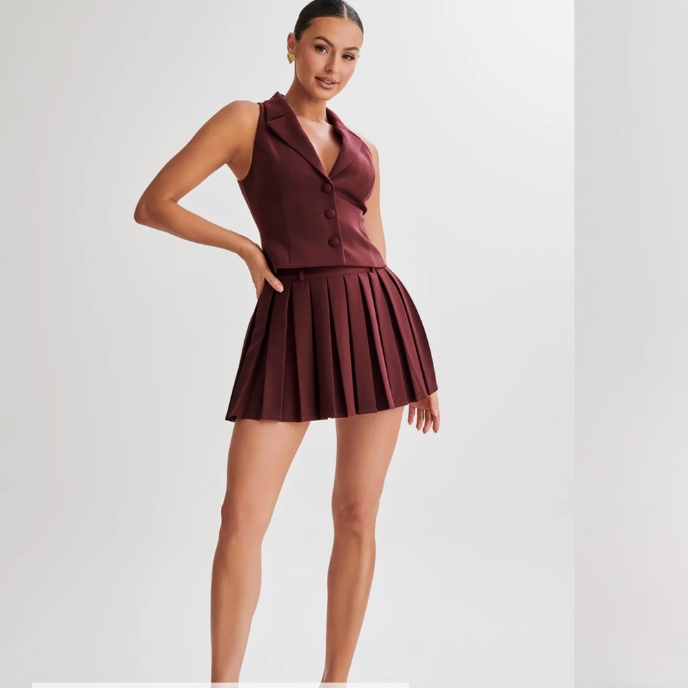 Meshki - Mura pleaded mini skirt - brown